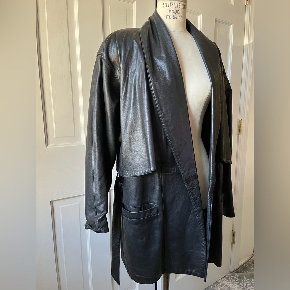 Epic Vintage Lanna Black Leather Coat - size S